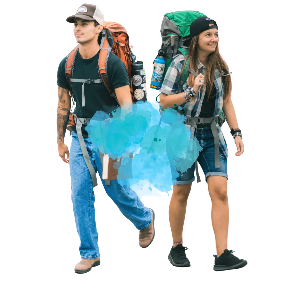 Two backpackers eager to explore.